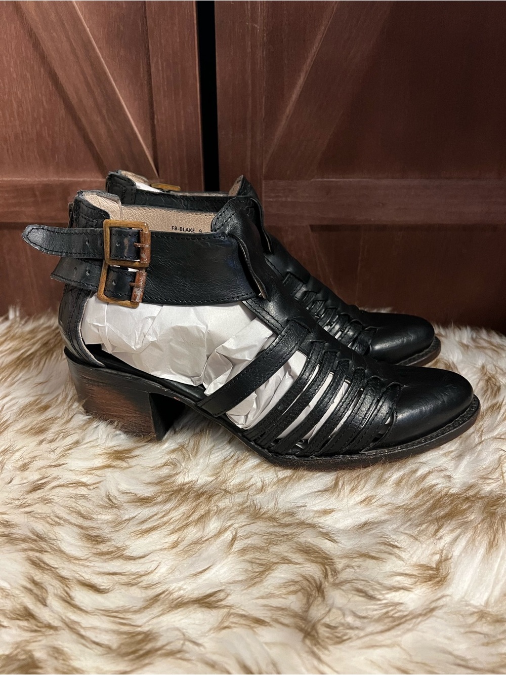 Freebird Blake Leather Strappy Ankle boots
